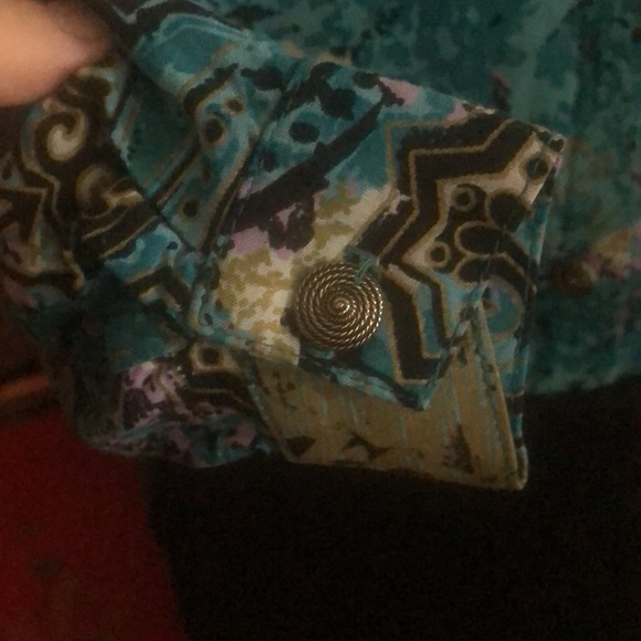 Santa Cruz Spirtwear - vintage 80’s 90’s top- abstract pattern- aqua blue- XL - Picture 4 of 9